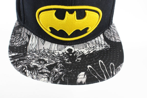 DC Comics Black White Gray Yellow Batman Emblem Acrylic Wool Poly Cap