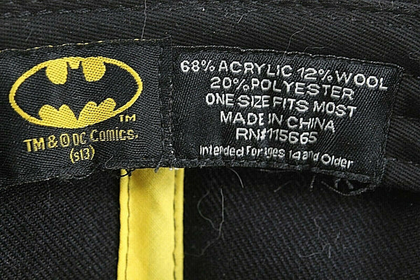 DC Comics Black White Gray Yellow Batman Emblem Acrylic Wool Poly Cap