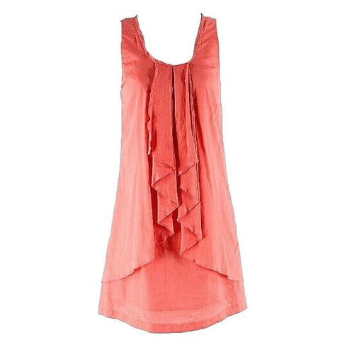 Sugar Lips Sz S Coral Orange Waterfall Ruffle Polished Cotton Back Zip Dress