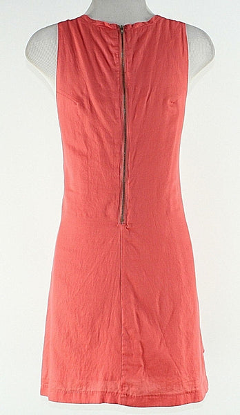 Sugar Lips Sz S Coral Orange Waterfall Ruffle Polished Cotton Back Zip Dress