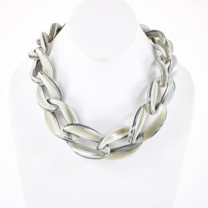 J Crew NEW $60 Gray White Tan Marbleized Chain Link Plastic 17" Necklace