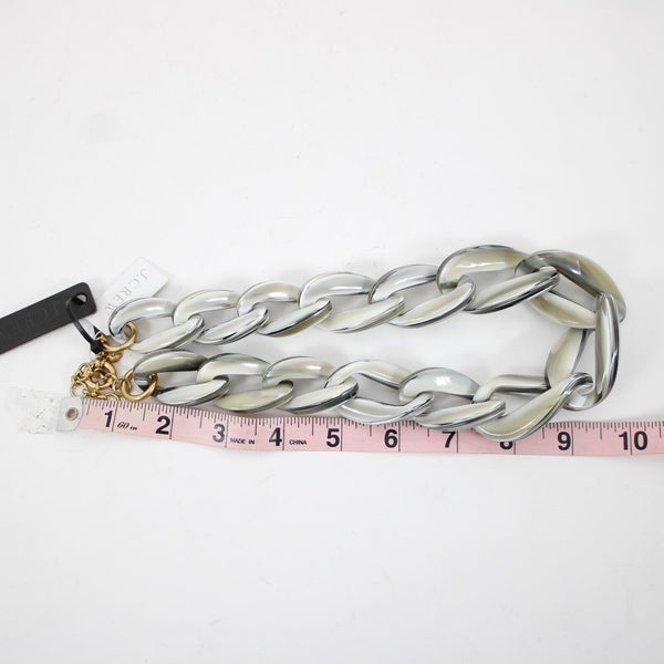 J Crew NEW $60 Gray White Tan Marbleized Chain Link Plastic 17" Necklace