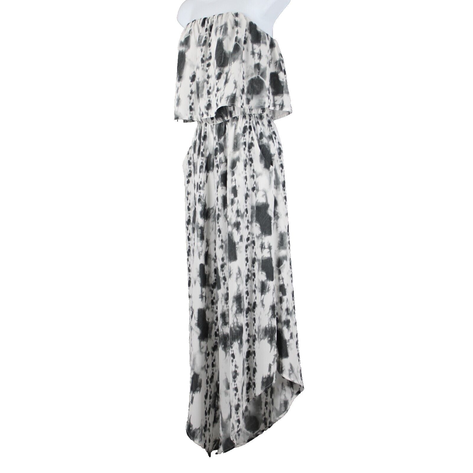 Tyche NEW $60 Sz S Grey Tie Dye Print Elastic Waist Flare Leg Polyester Jumpsuit