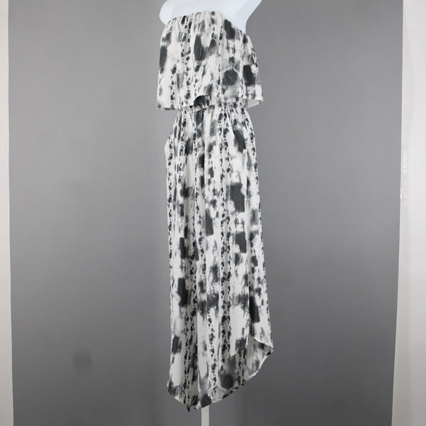 Tyche NEW $60 Sz S Grey Tie Dye Print Elastic Waist Flare Leg Polyester Jumpsuit