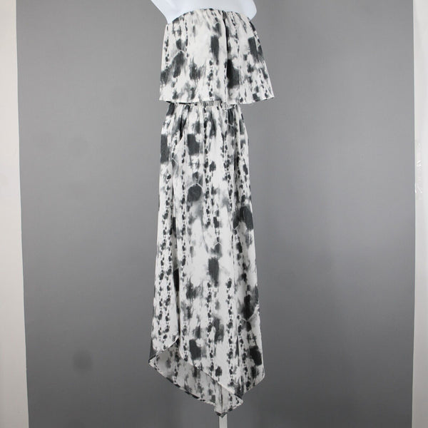 Tyche NEW $60 Sz S Grey Tie Dye Print Elastic Waist Flare Leg Polyester Jumpsuit