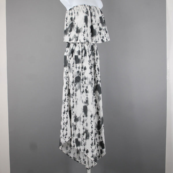 Tyche NEW $60 Sz S Grey Tie Dye Print Elastic Waist Flare Leg Polyester Jumpsuit