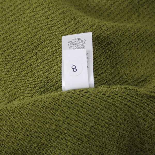 J Jill Sz M Olive Green Ribbed Asymmetric Crew Neck Long Sleeve Cotton Nylon Top