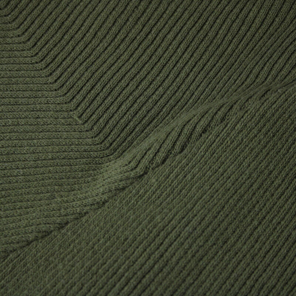J Jill Sz M Olive Green Ribbed Asymmetric Crew Neck Long Sleeve Cotton Nylon Top