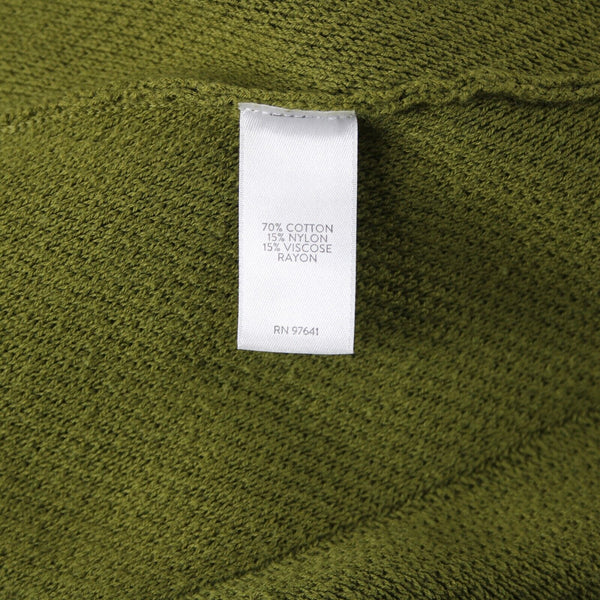 J Jill Sz M Olive Green Ribbed Asymmetric Crew Neck Long Sleeve Cotton Nylon Top