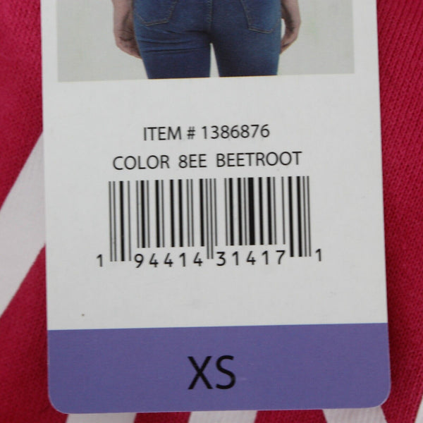 Calvin Klein NEW Sz XS Magenta White Logo Front Cuffed Cotton Poly Knit Mod Top