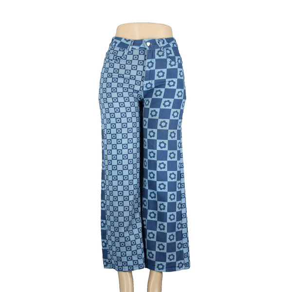 Emmiol Sz S x 27 Blue Denim Flower Imprint Pockets 100% Cotton Jean