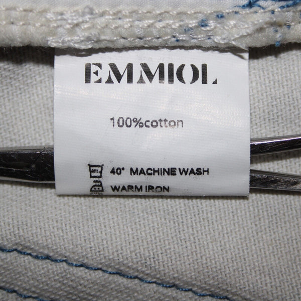 Emmiol Sz S x 27 Blue Denim Flower Imprint Pockets 100% Cotton Jean