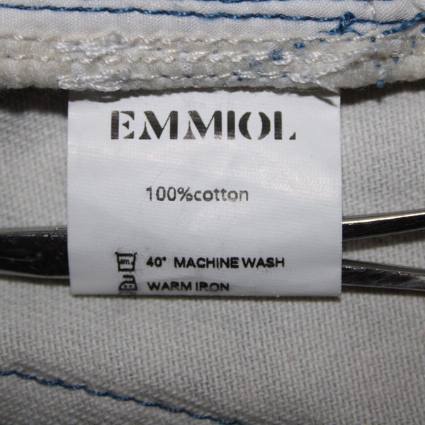 Emmiol Sz S x 27 Blue Denim Flower Imprint Pockets 100% Cotton Jean