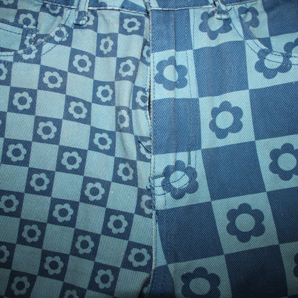 Emmiol Sz S x 27 Blue Denim Flower Imprint Pockets 100% Cotton Jean