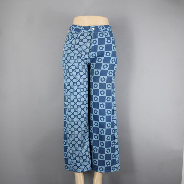 Emmiol Sz S x 27 Blue Denim Flower Imprint Pockets 100% Cotton Jean