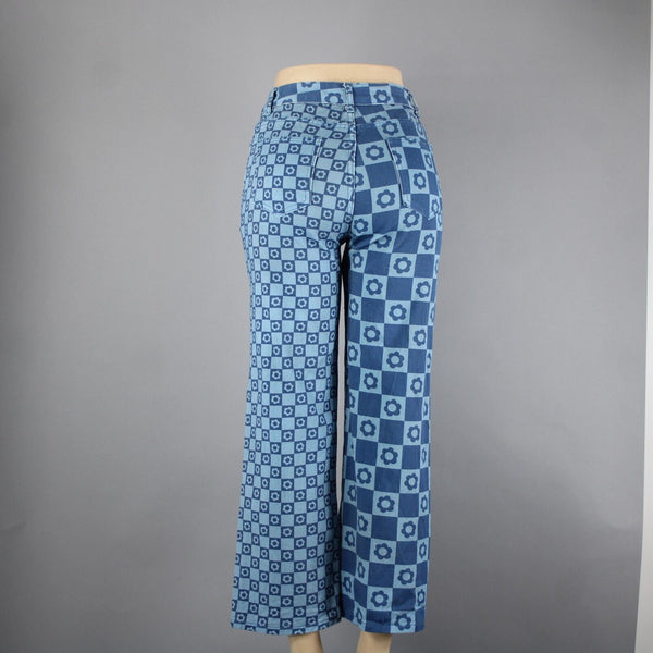 Emmiol Sz S x 27 Blue Denim Flower Imprint Pockets 100% Cotton Jean