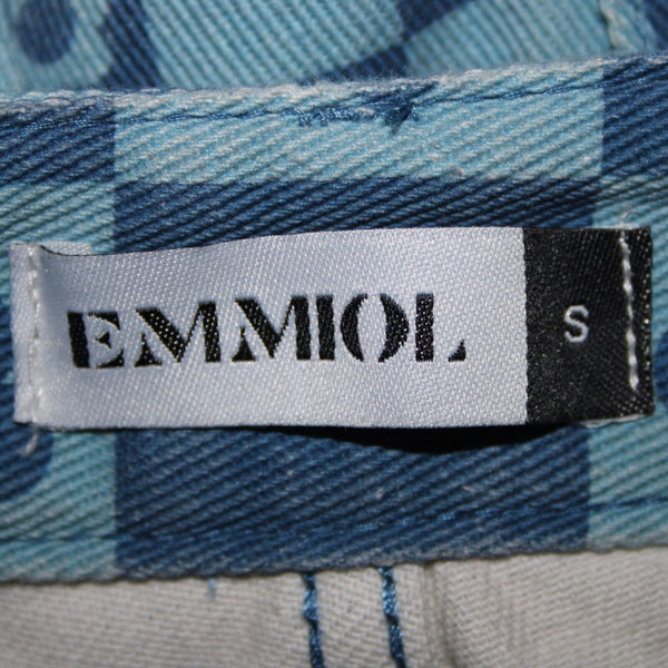 Emmiol Sz S x 27 Blue Denim Flower Imprint Pockets 100% Cotton Jean