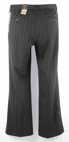 Mixit New $44 Sz 12 x 30 Black Red Silver Pinstripe Poly Blend Knit Pant