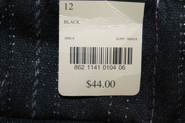 Mixit New $44 Sz 12 x 30 Black Red Silver Pinstripe Poly Blend Knit Pant