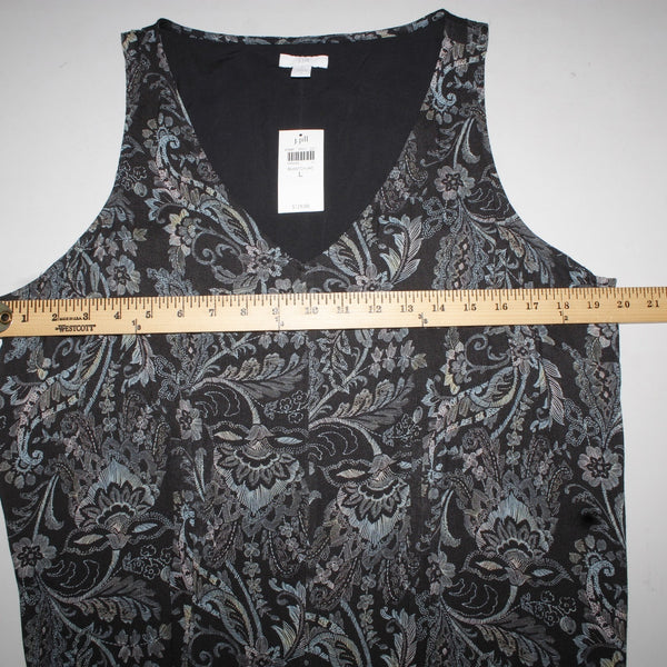 J Jill Dress NEW $129 Sz L Black Multi Color Floral Lined 100% Rayon Dress