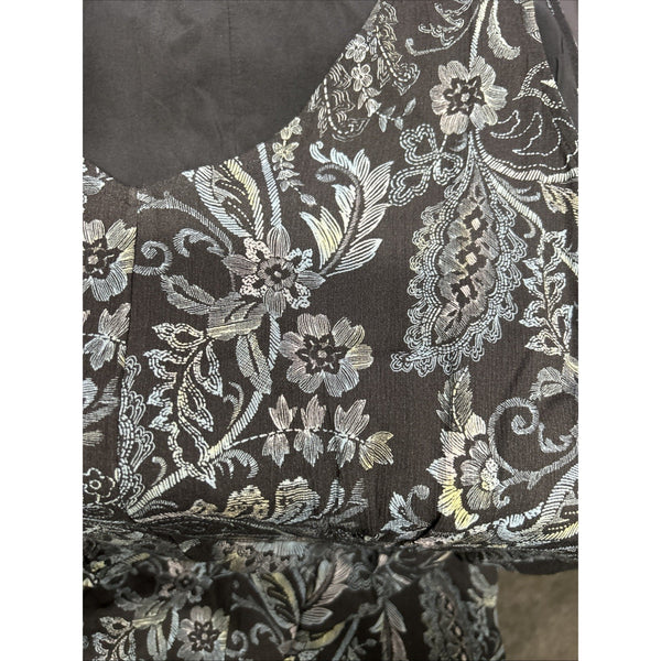 J Jill Dress NEW $129 Sz L Black Multi Color Floral Lined 100% Rayon Dress