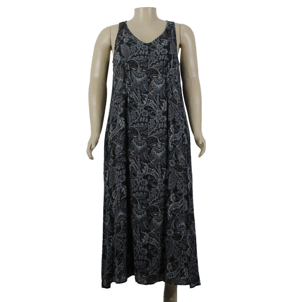 J Jill Dress NEW $129 Sz L Black Multi Color Floral Lined 100% Rayon Dress