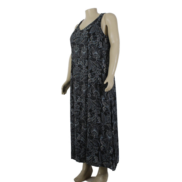 J Jill Dress NEW $129 Sz L Black Multi Color Floral Lined 100% Rayon Dress