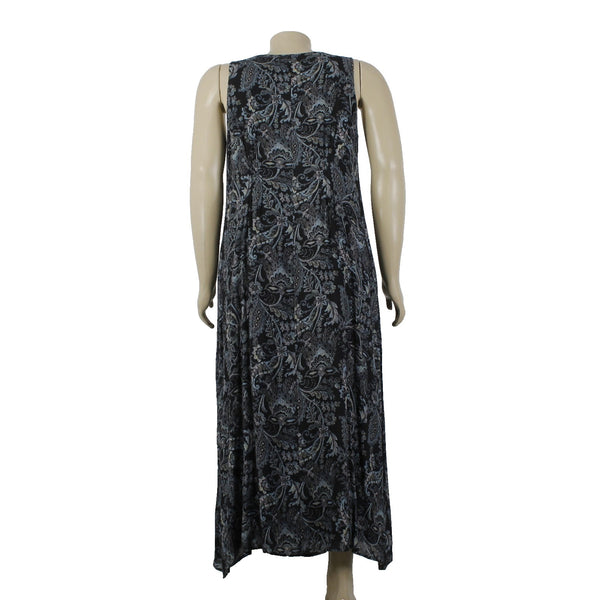 J Jill Dress NEW $129 Sz L Black Multi Color Floral Lined 100% Rayon Dress