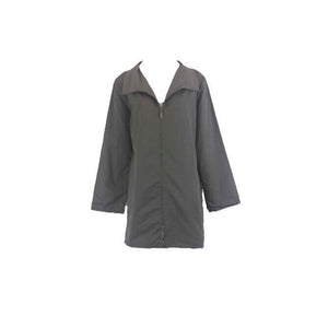 Eileen Fisher Sz S Olive Zip Front Pocketed Mandarin Collar Cotton Blend Jacket
