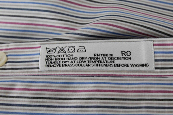 Charles Tyrwhitt Sz L Multicolor Slim Fit French Cuff 100% Cotton Shirt