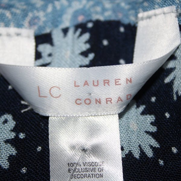 Lauren Conrad NEW $50 Sz One Size Navy Blue Pink Floral 100% Viscos Wrap Sweater