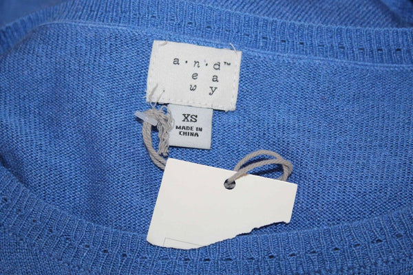 A New Day NEW Sz XS Blue Pullover Split Sides Rayon Nylon Modal Sweater Top