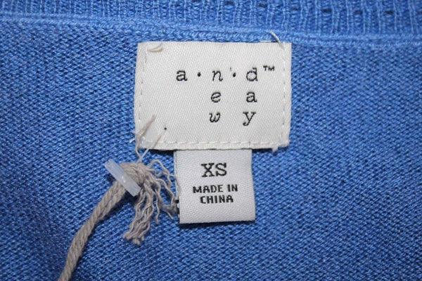 A New Day NEW Sz XS Blue Pullover Split Sides Rayon Nylon Modal Sweater Top