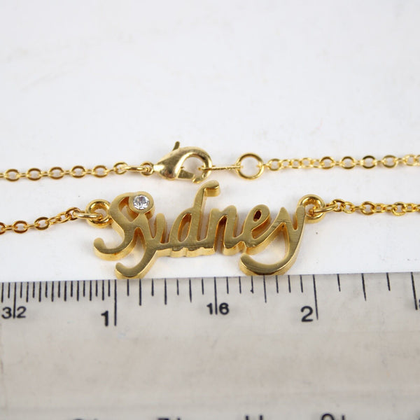 SYDNEY NEW Name Goldtone Rhinestone Accent 14.5" W 4.5" Multi Ring Ext Necklace