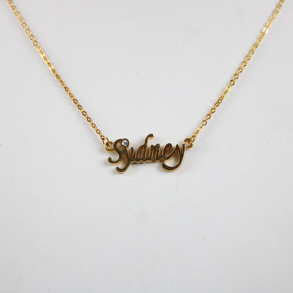 SYDNEY NEW Name Goldtone Rhinestone Accent 14.5" W 4.5" Multi Ring Ext Necklace