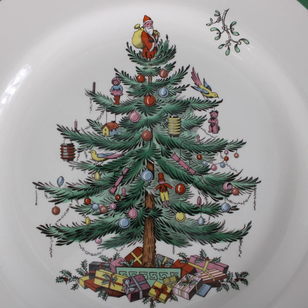 Spode 10" Plate White Green Multi Color Christmas Tree S3324 10" Plate
