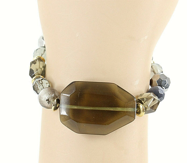 Cookie Lee NEW $22 Smokey Faceted Beads Stretch Bracelet