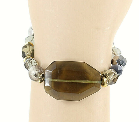 Cookie Lee NEW $22 Smokey Faceted Beads Stretch Bracelet
