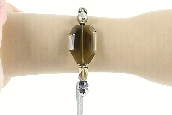 Cookie Lee NEW $22 Smokey Faceted Beads Stretch Bracelet