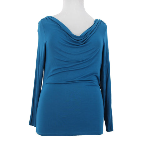 Tahari Top NEW $88 Sz XL Aquarium Blue Cali Knits Cowl Neck Rayon Elastane Top