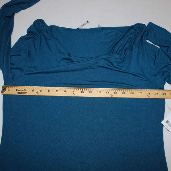 Tahari Top NEW $88 Sz XL Aquarium Blue Cali Knits Cowl Neck Rayon Elastane Top