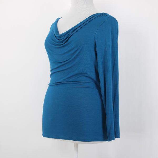 Tahari Top NEW $88 Sz XL Aquarium Blue Cali Knits Cowl Neck Rayon Elastane Top