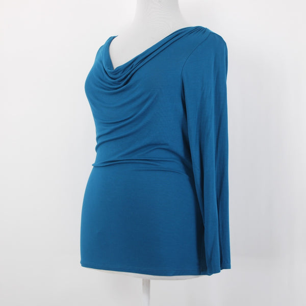 Tahari Top NEW $88 Sz XL Aquarium Blue Cali Knits Cowl Neck Rayon Elastane Top