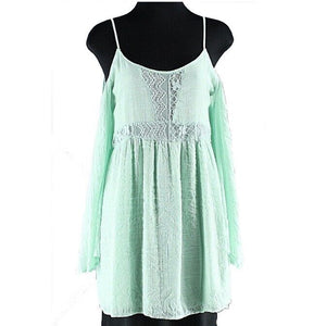 Stella Laguna Beach Sz S Mint Green Off Shoulder Lace Polyester Rayon Top