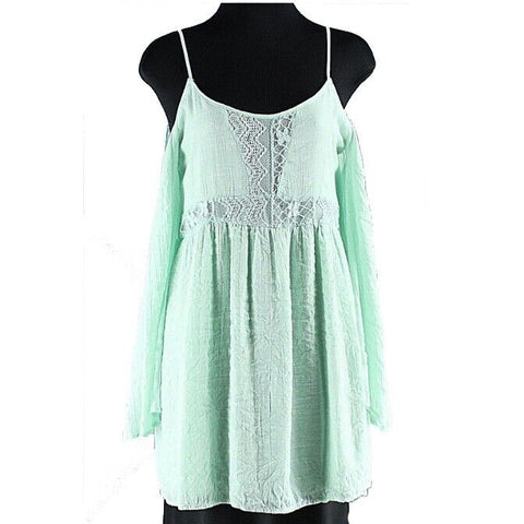 Stella Laguna Beach Sz S Mint Green Off Shoulder Lace Polyester Rayon Top