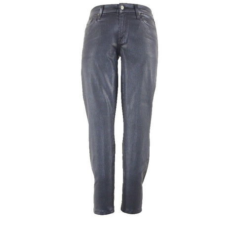 7 For All Mankind Skinny NEW $198 Sz 29 x 26 Navy Sheen Cotton Bld Jeans