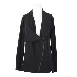 H By Bordeaux Sz  S? Black Zipper Pockets Draped Collar Polyester Casual Jacket