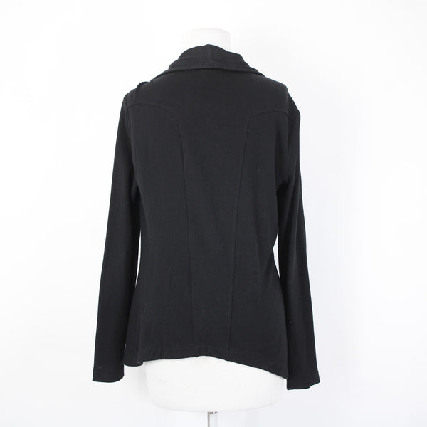H By Bordeaux Sz  S? Black Zipper Pockets Draped Collar Polyester Casual Jacket