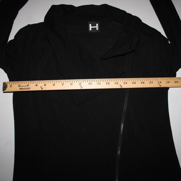 H By Bordeaux Sz  S? Black Zipper Pockets Draped Collar Polyester Casual Jacket