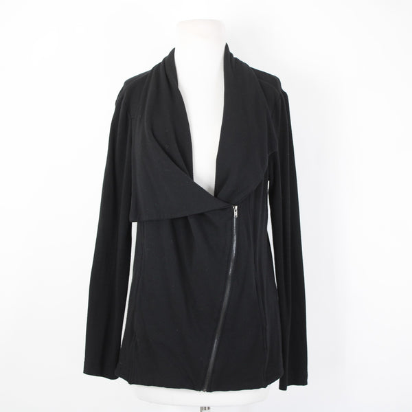 H By Bordeaux Sz  S? Black Zipper Pockets Draped Collar Polyester Casual Jacket